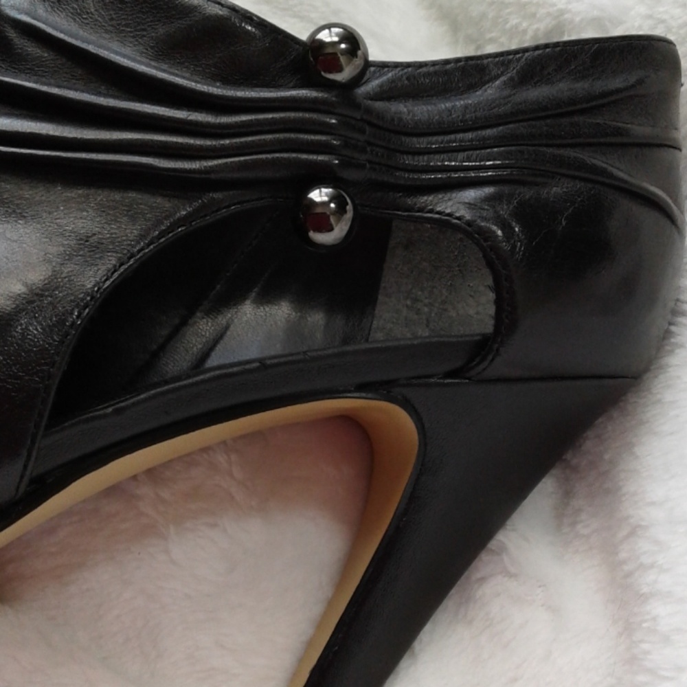 Nine west heeled bootie sz 8 peep toe open side - Picture 3 of 8